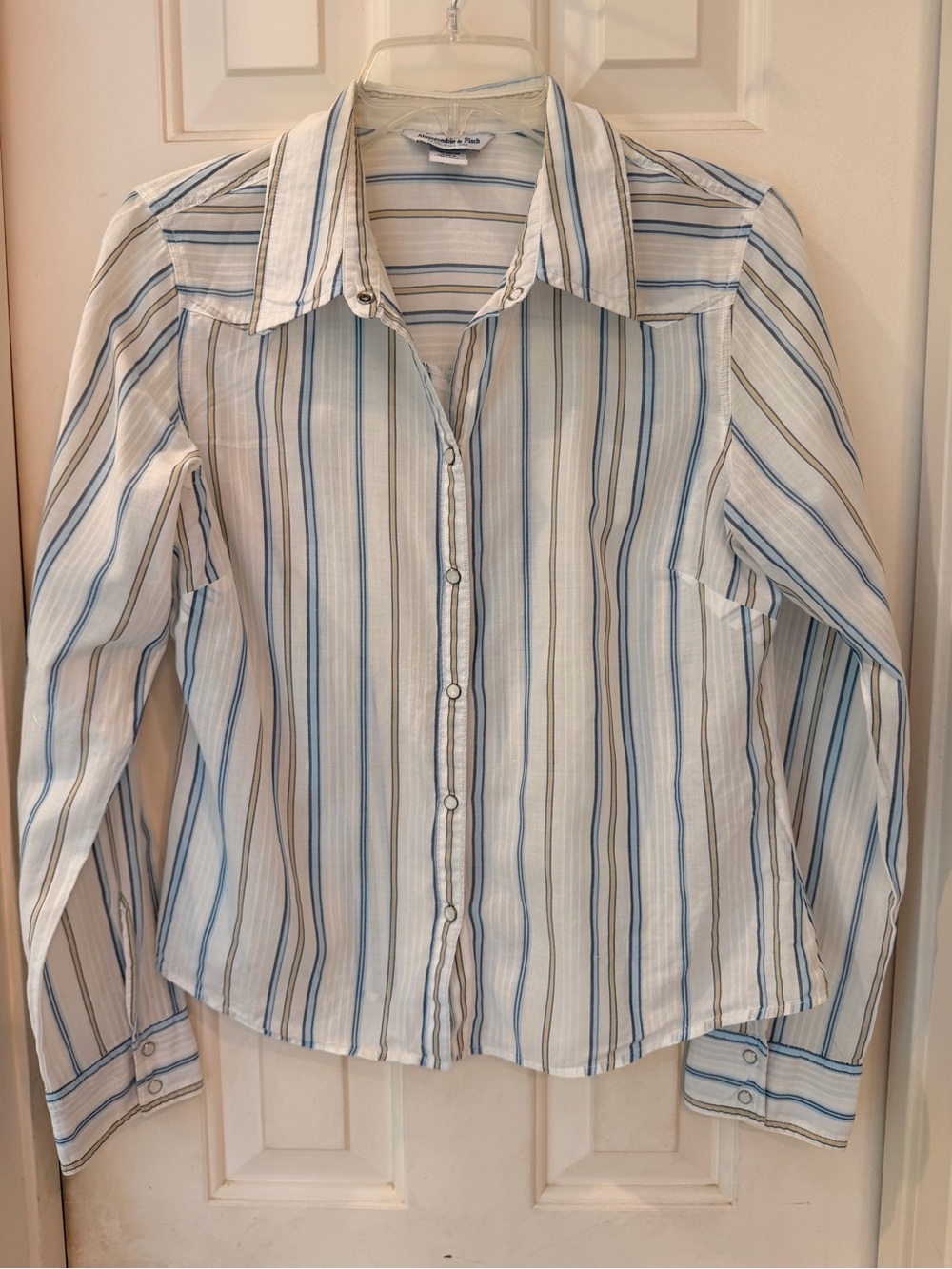 Abercrombie & Fitch western cut cotton shirt with snaps, long sleeve, Sz S - Picture 8 of 14